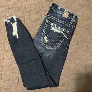 BKE STELLA MID-RISE DARK DENIM JEANS, SLIM FIT + ANKLE SKINNY